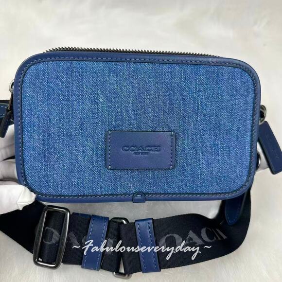 Coach Men's Wyatt Crossbody Bag In Denim/Gunmetal/Denim/Deep Blue CBG14 NWT - Picture 2 of 9